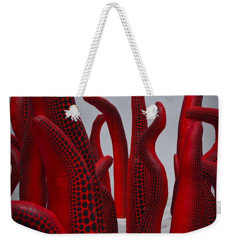 Piece Weekender Tote Bag featuring the photograph Yayoi Kusama by Pablo Lopez
