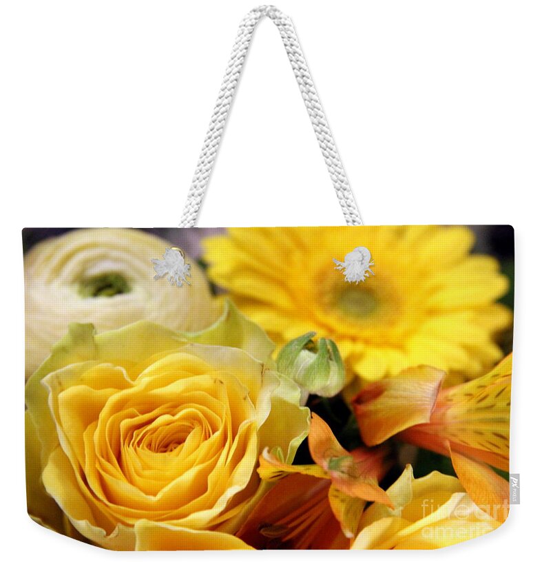 Rose Weekender Tote Bag featuring the photograph Yellow Flowers by Amanda Mohler