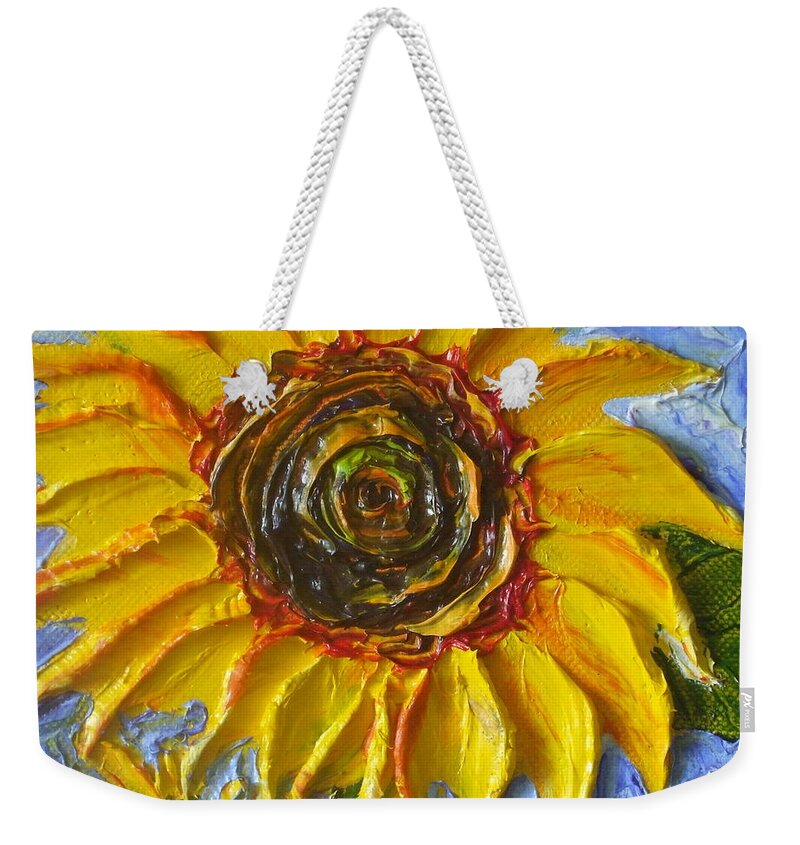 Paris Wyatt Llanso Weekender Tote Bag featuring the painting Yellow Sunflower by Paris Wyatt Llanso