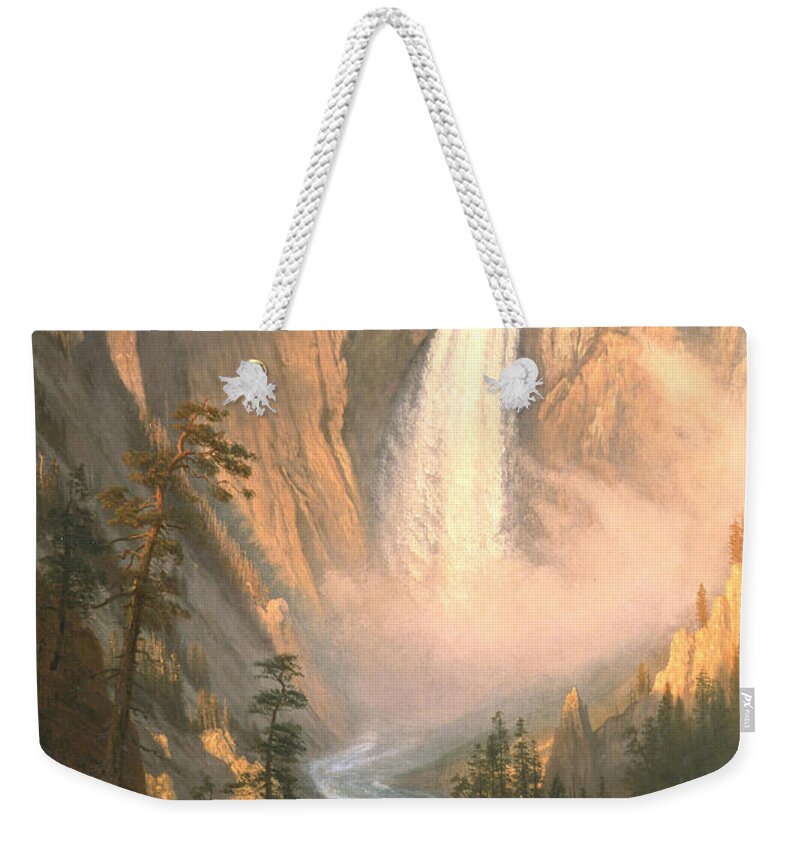 Albert Bierstadt Weekender Tote Bag featuring the digital art Yellowstone by Albert Bierstadt