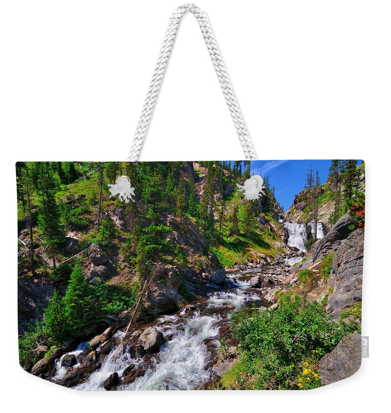 Mystic Falls Weekender Tote Bag featuring the photograph Yellowstone Mystic Falls by Greg Norrell