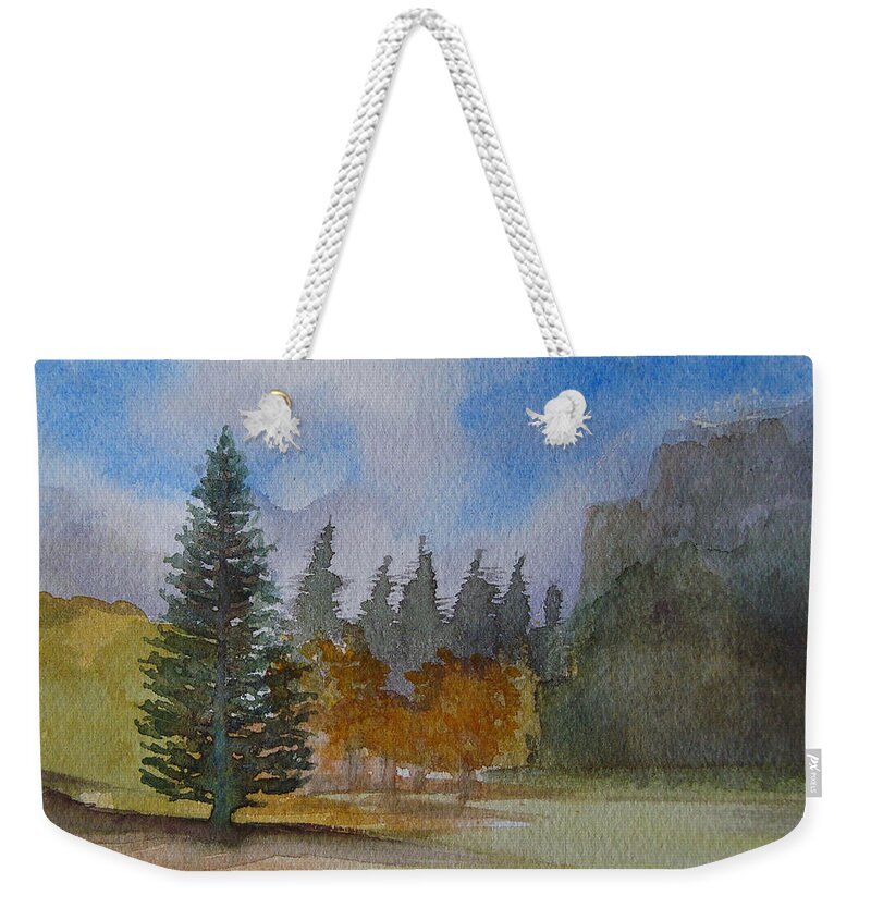 Scenery Weekender Tote Bag featuring the painting Yosemite Sky by Karen Coggeshall