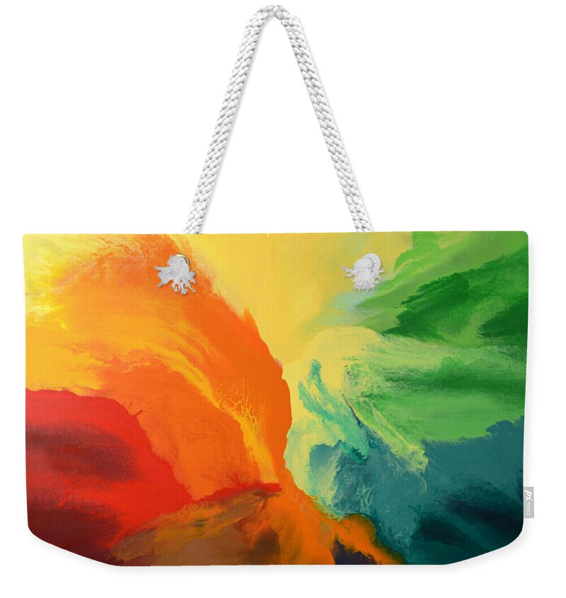 Rainbow Weekender Tote Bag featuring the digital art You Speak Life by Linda Bailey