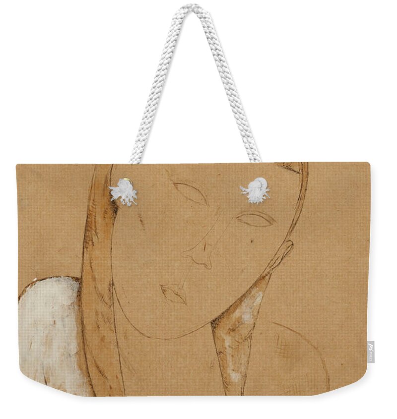 Modigliani Weekender Tote Bag featuring the painting Young Woman Giovane Donna by Amedeo Modigliani
