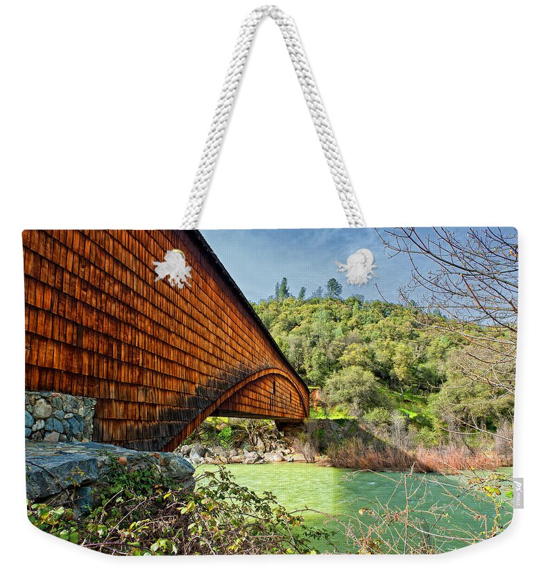 Bridge Weekender Tote Bag featuring the photograph Yuba State Park by Jim Thompson