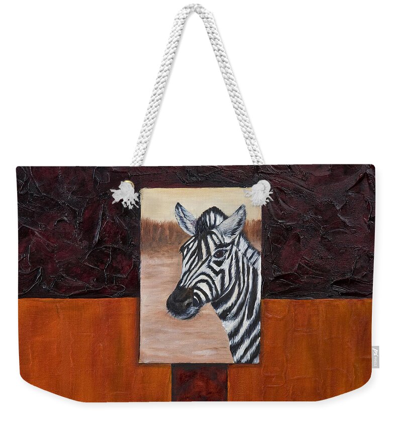Animal Weekender Tote Bag featuring the painting Zebra by Darice Machel McGuire