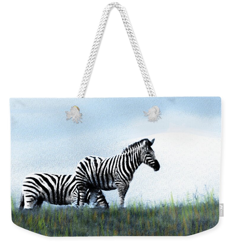 Zebras Weekender Tote Bag featuring the photograph Zebras by Michele Avanti