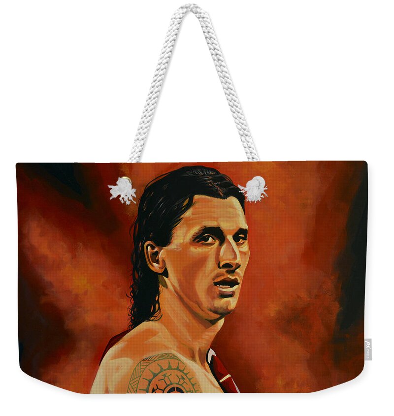 Zlatan Ibrahimovic Weekender Tote Bag featuring the painting Zlatan Ibrahimovic Painting by Paul Meijering