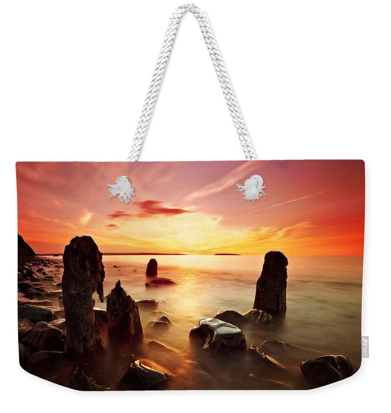 Sunset Weekender Tote Bag featuring the photograph Fiery Sunset by B Cash