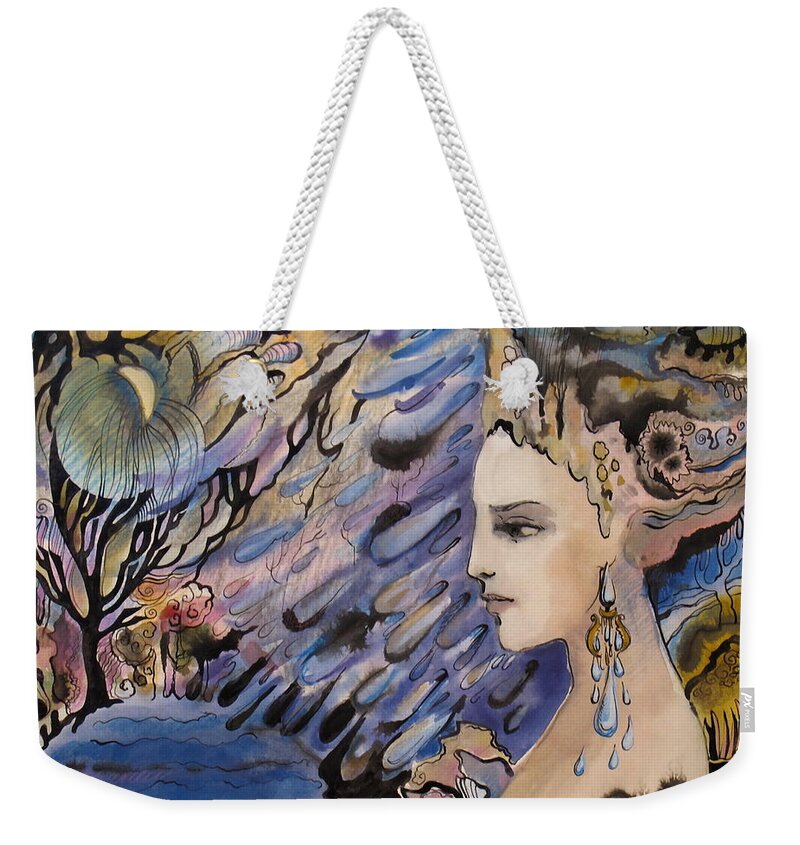 Fantasy Weekender Tote Bag featuring the painting I'd like to draw this dream with wind by Valentina Plishchina