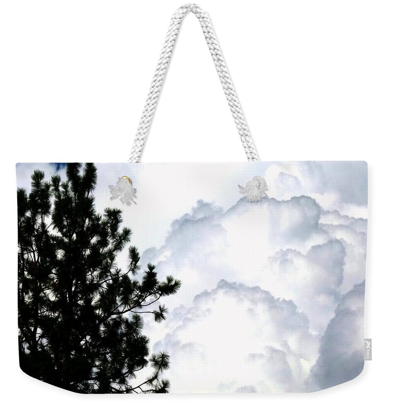 Cumulonimbus Clouds Weekender Tote Bag featuring the photograph Pine Tree And Cumulonimbus Clouds by Will Borden