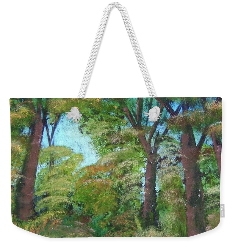 Autumn Weekender Tote Bag featuring the painting Autumn Evening by Charles and Melisa Morrison