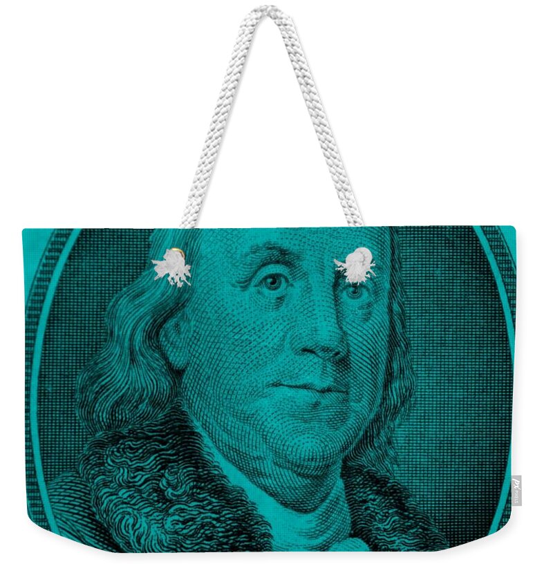 Ben Franklin Weekender Tote Bag featuring the photograph BEN FRANKLIN in TURQUOIS #1 by Rob Hans
