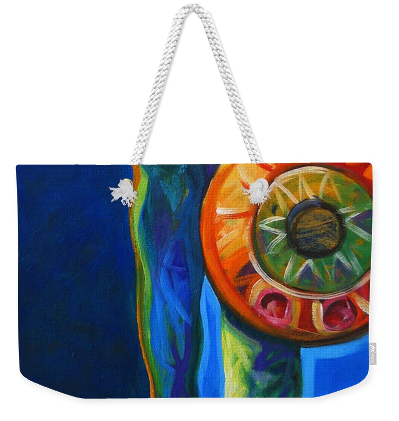 Indians Weekender Tote Bag featuring the painting Four Feathers by Lance Headlee