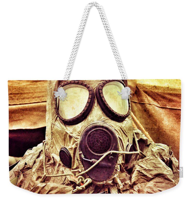 Mask Weekender Tote Bag featuring the photograph Gas Mask #1 by Jill Battaglia