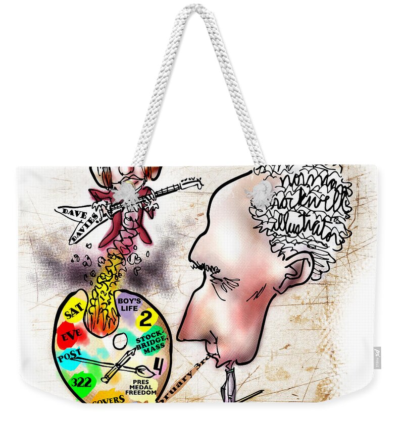 Norman Rockwell Weekender Tote Bag featuring the digital art Happy Birthday Norman Rockwell by Mark Armstrong