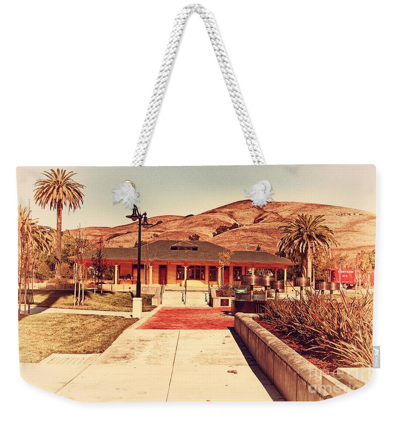 Retro Weekender Tote Bag featuring the photograph Historic Niles District in California Near Fremont . Niles Depot Museum and Niles Town Plaza.7D10697 #1 by Wingsdomain Art and Photography