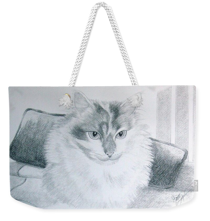 Pet Portrait Art Weekender Tote Bag featuring the drawing Idget #2 by Joette Snyder