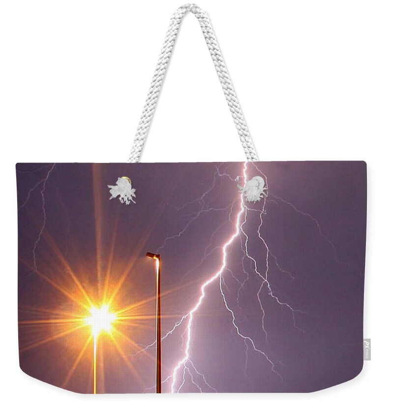 Science Weekender Tote Bag featuring the photograph Lightning #1 by Science Source