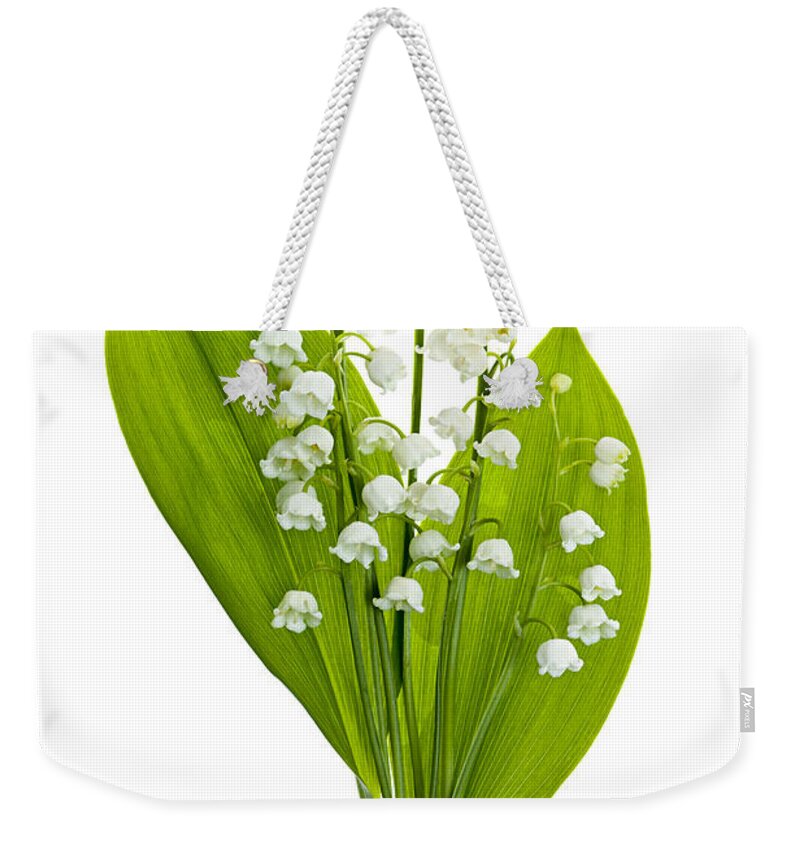 Flower Weekender Tote Bag featuring the photograph Lily-of-the-valley flowers #4 by Elena Elisseeva