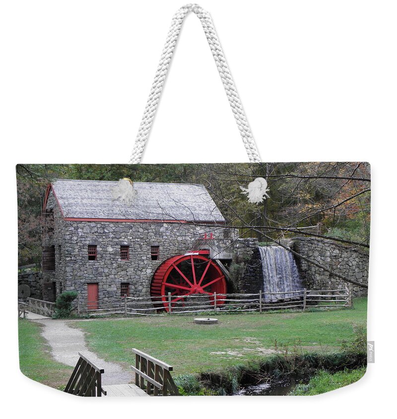 Longfellow Weekender Tote Bag featuring the photograph Longfellow Grist Mill x18 #1 by Kim Galluzzo