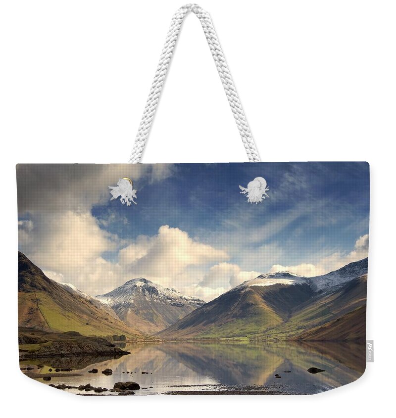 Cumbria Weekender Tote Bag featuring the photograph Mountains And Lake At Lake District #1 by John Short