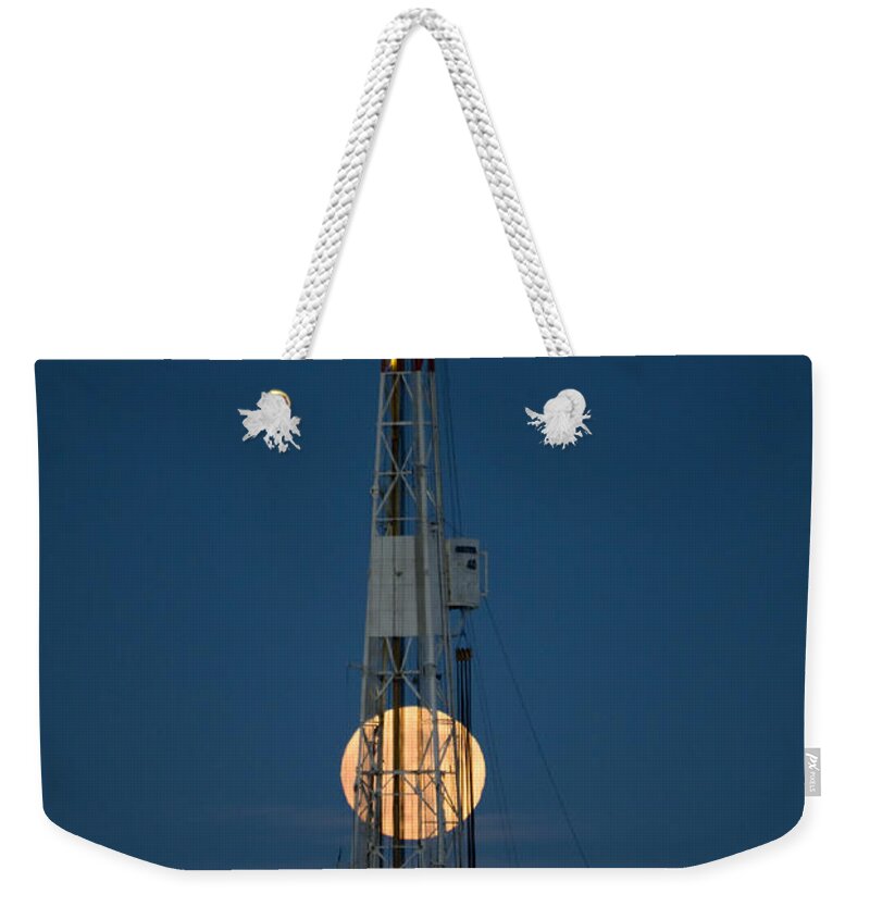 Rig Weekender Tote Bag featuring the photograph Night Shot Drilling Rig #1 by Mark Duffy