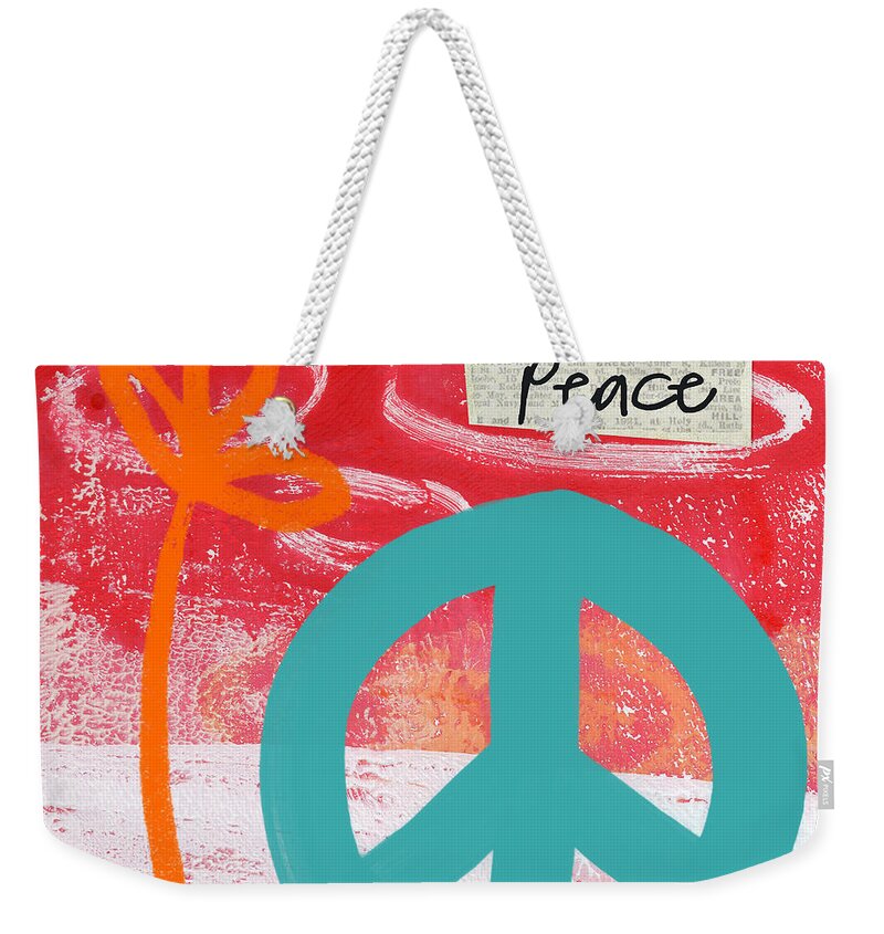 Abstract Weekender Tote Bag featuring the mixed media Peace by Linda Woods