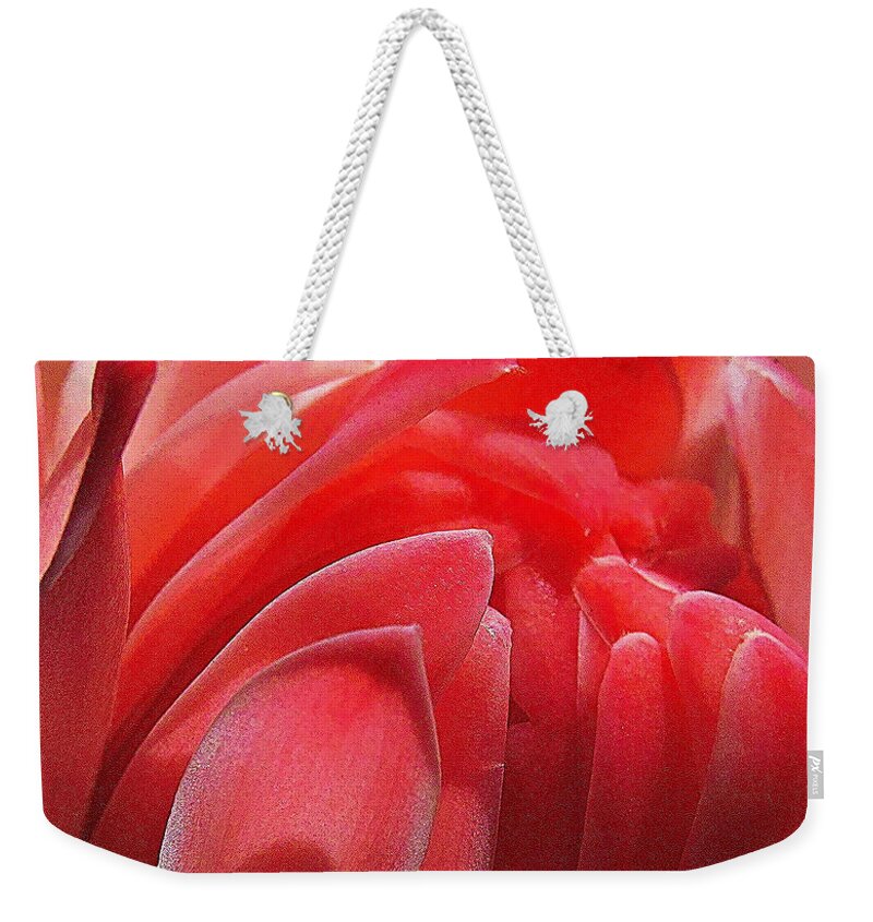 Flower Weekender Tote Bag featuring the photograph Pink Torch Ginger #2 by Jocelyn Kahawai