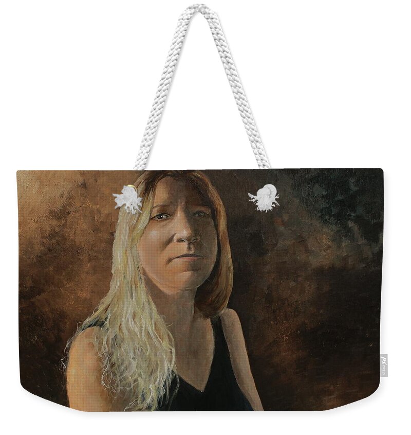 Robin Weekender Tote Bag featuring the painting Robin by Larry Whitler