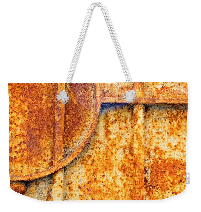 Rusty Weekender Tote Bag featuring the photograph Rusty gate detail #1 by Silvia Ganora