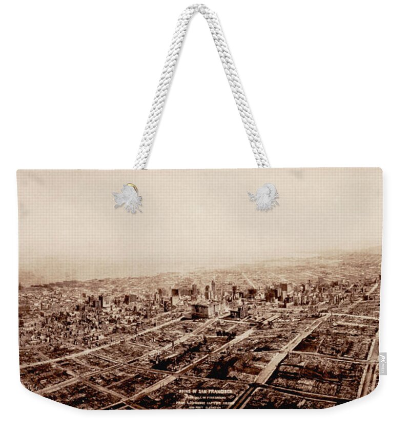 San Francisco Weekender Tote Bag featuring the photograph San Francisco After 1906 Earthquake #1 by Science Source