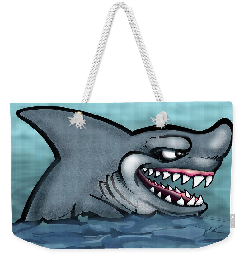 Shark Weekender Tote Bag featuring the painting Shark by Kevin Middleton