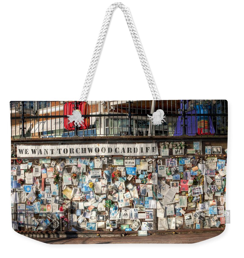 Ianto Jones Weekender Tote Bag featuring the photograph Shrine to Ianto #1 by Steve Purnell