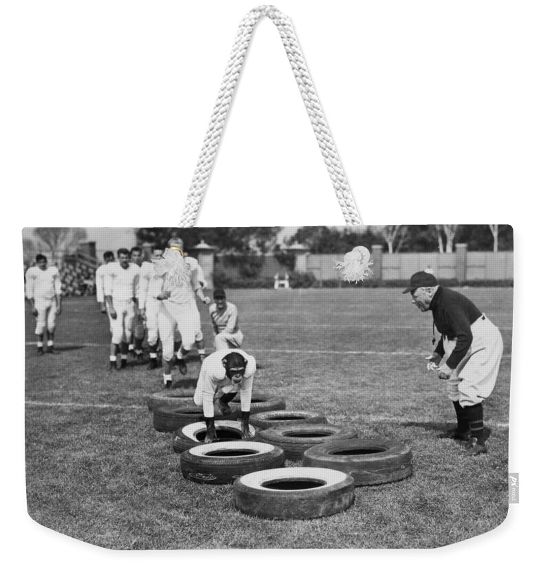 -ec33- Weekender Tote Bag featuring the photograph Silent Film Still: Sports #1 by Granger