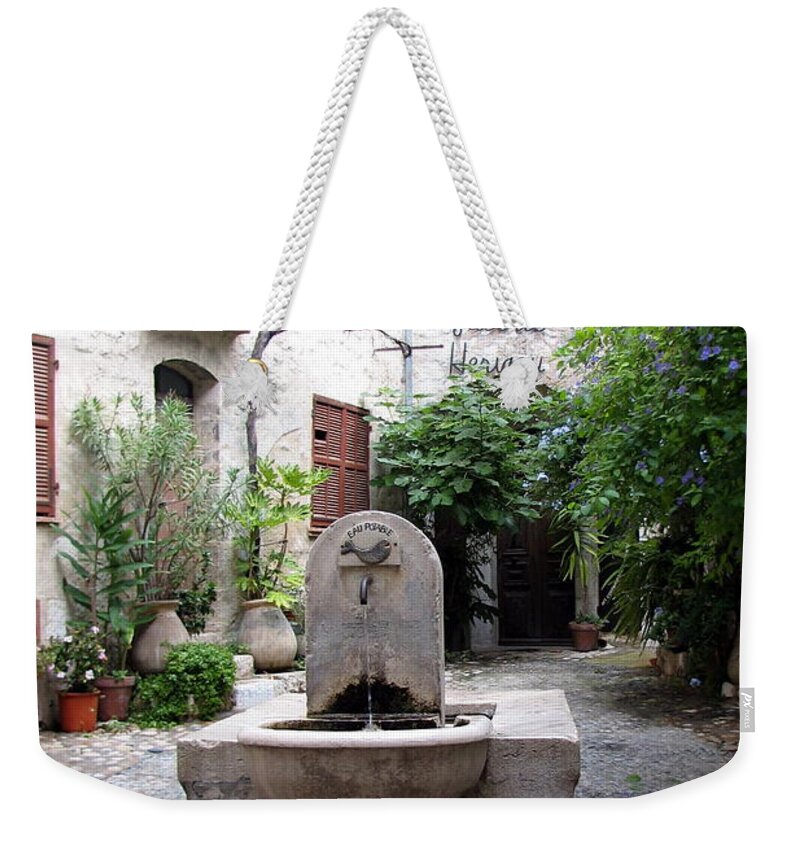 Fountain Weekender Tote Bag featuring the photograph St. Paul de Vence Fountain by Carla Parris