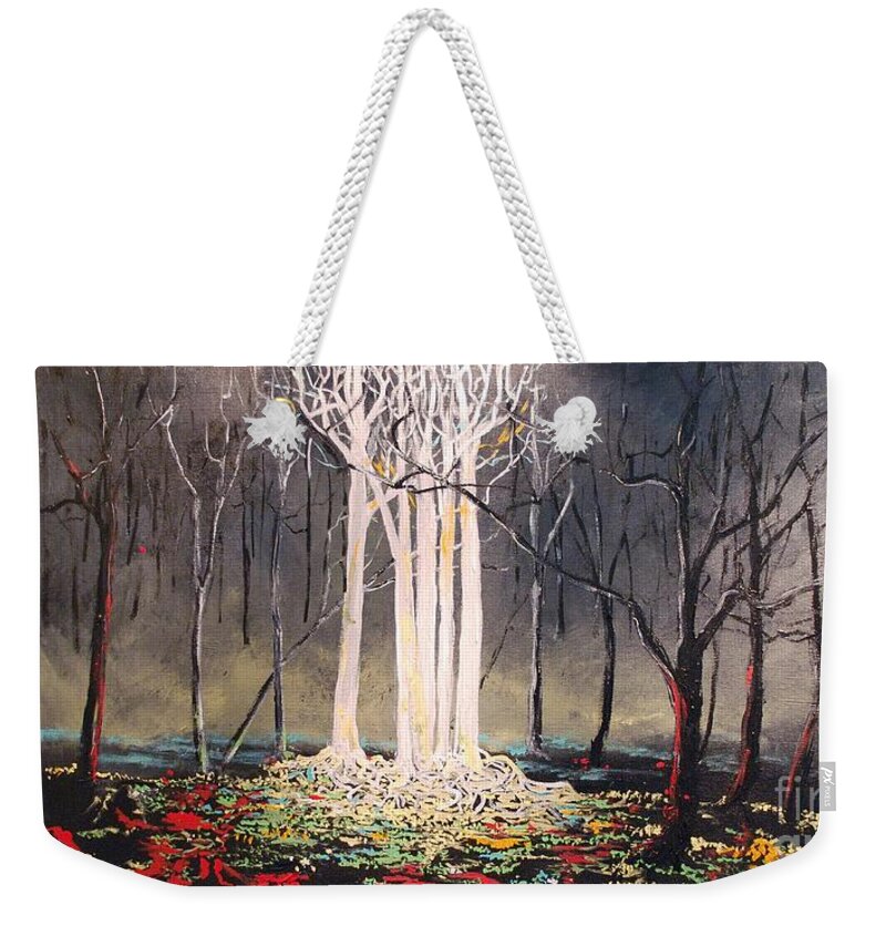 Trees Weekender Tote Bag featuring the painting The Congregation #1 by Stefan Duncan
