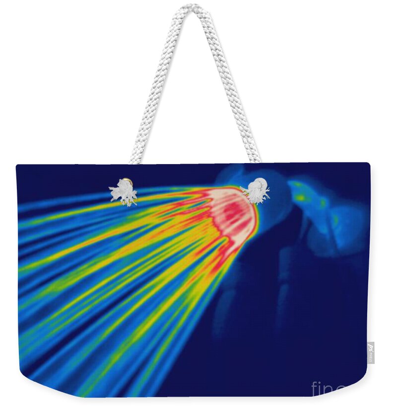 Thermogram Weekender Tote Bag featuring the photograph Thermogram Of A Shower Head #1 by Ted Kinsman