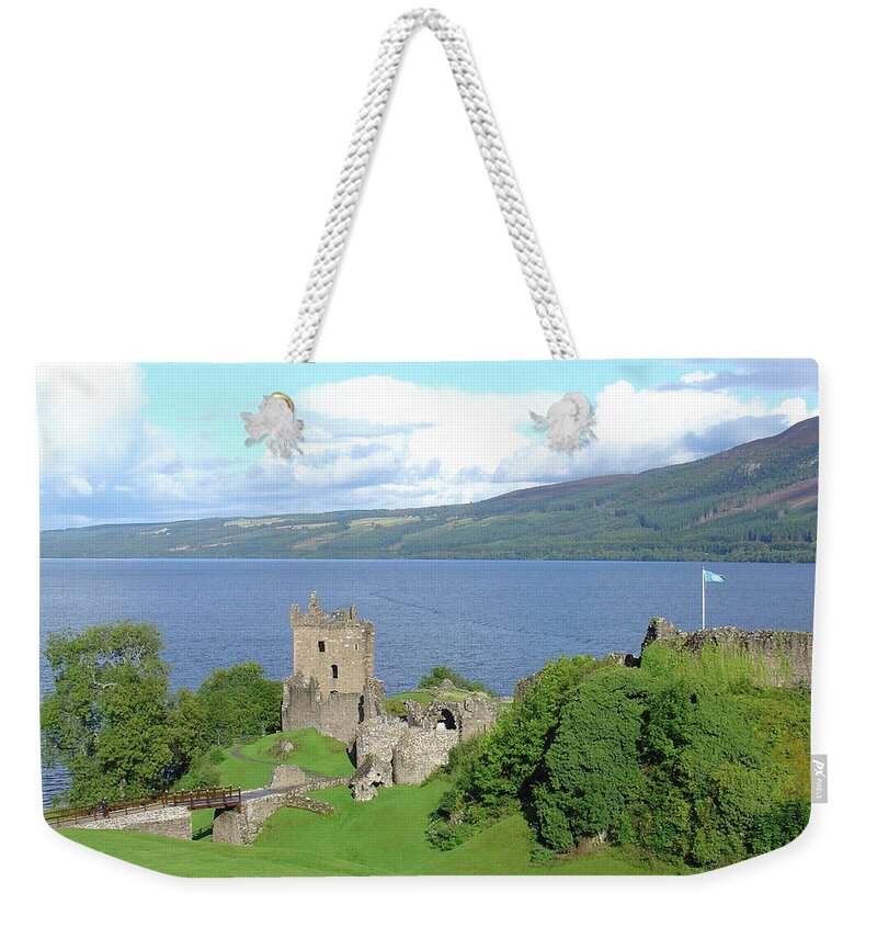 Loch Weekender Tote Bag featuring the photograph Urquhart Castle by Charles and Melisa Morrison
