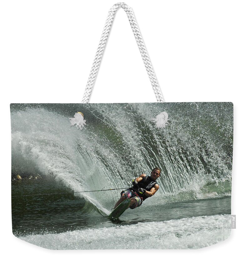 Water Skiing Weekender Tote Bag featuring the photograph Water Skiing Magic of Water 27 #1 by Bob Christopher