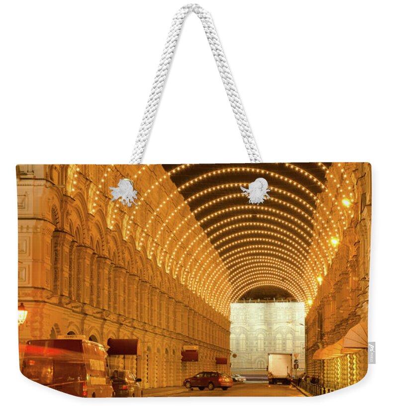 Kremlin Weekender Tote Bag featuring the photograph Red Square in Moscow at night #11 by Michael Goyberg