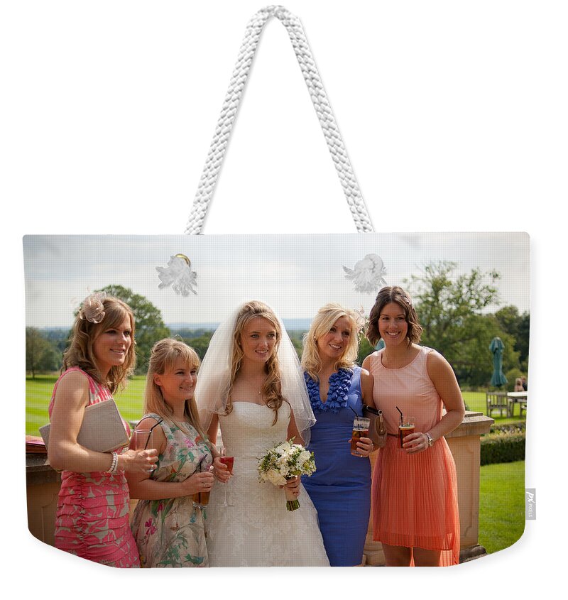 Church Weekender Tote Bag featuring the photograph Tim and Finn Wedding 2012 #14 by Chris Boulton
