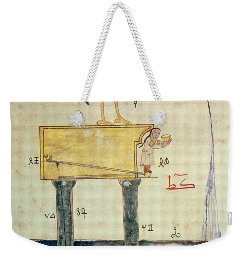 Illustration Weekender Tote Bag featuring the photograph 14th Century Egyptian Invention by Science Source