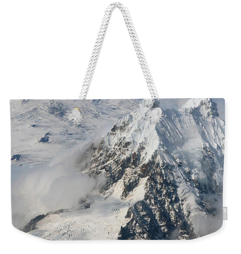 Peak Weekender Tote Bag featuring the photograph Aerial View Of Shishaldin Volcano #2 by Richard Roscoe