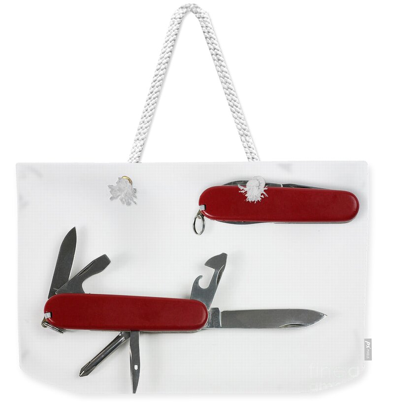 Pocket Knife Weekender Tote Bag featuring the photograph Pocket Knife #2 by Photo Researchers, Inc.