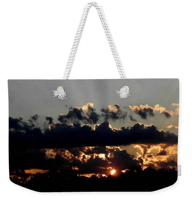 Sunset Weekender Tote Bag featuring the photograph Sunset Over The Outer Banks #2 by Kim Galluzzo