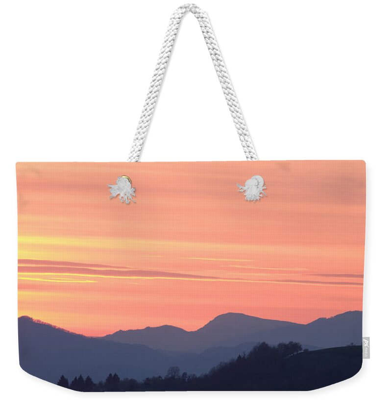 Mountains Weekender Tote Bag featuring the photograph Mountain sunset #3 by Ian Middleton