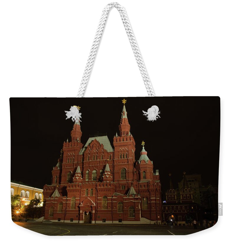 Kremlin Weekender Tote Bag featuring the photograph Red Square in Moscow at night #3 by Michael Goyberg