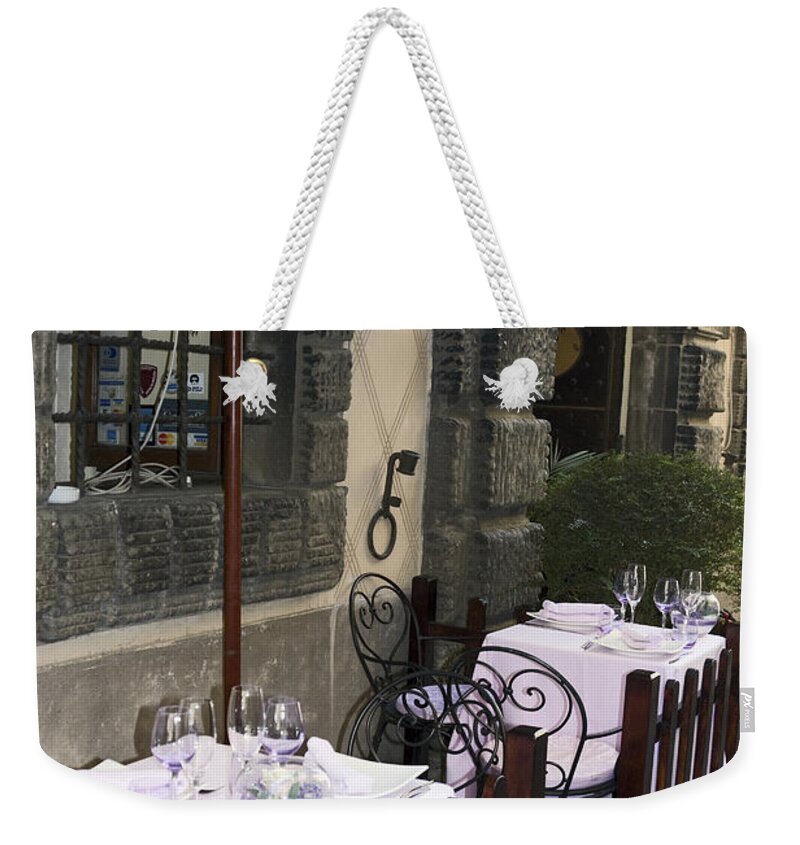 2 Tables Set Weekender Tote Bag featuring the photograph Thank You #3 by Sally Weigand