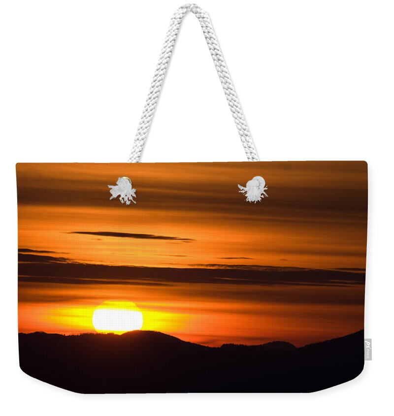 Mountains Weekender Tote Bag featuring the photograph Mountain sunset #4 by Ian Middleton